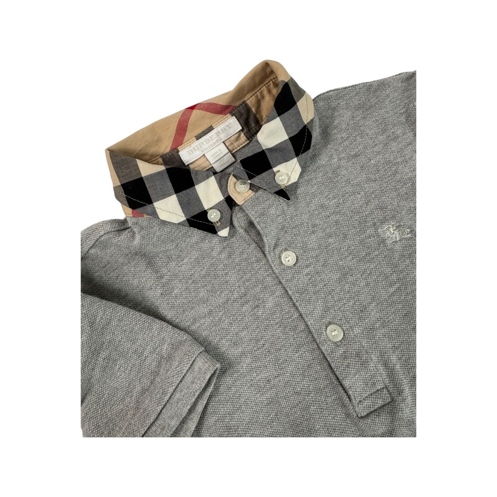 Burberry Gray Polo with Check Collar